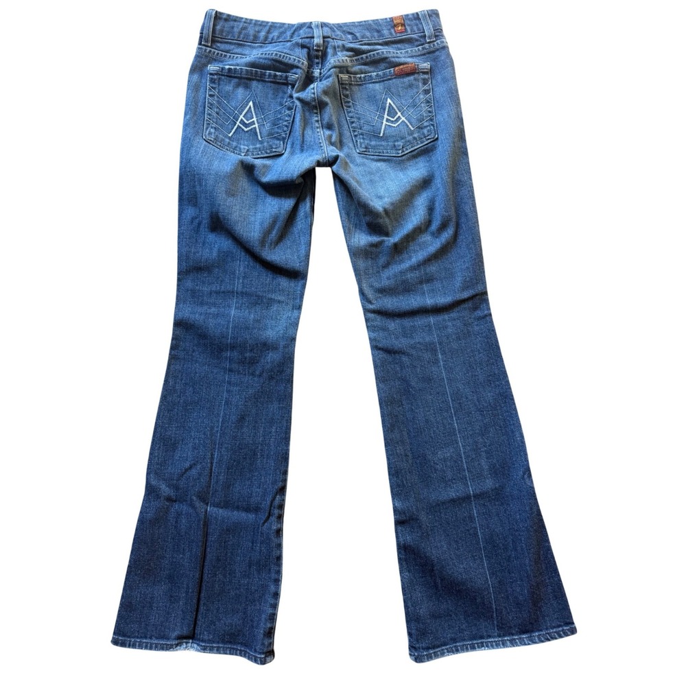 7‎ For All Mankind Flare Jeans Womens 28 Medium Wash Stretch Denim Y2K Bootcut - Picture 8 of 10